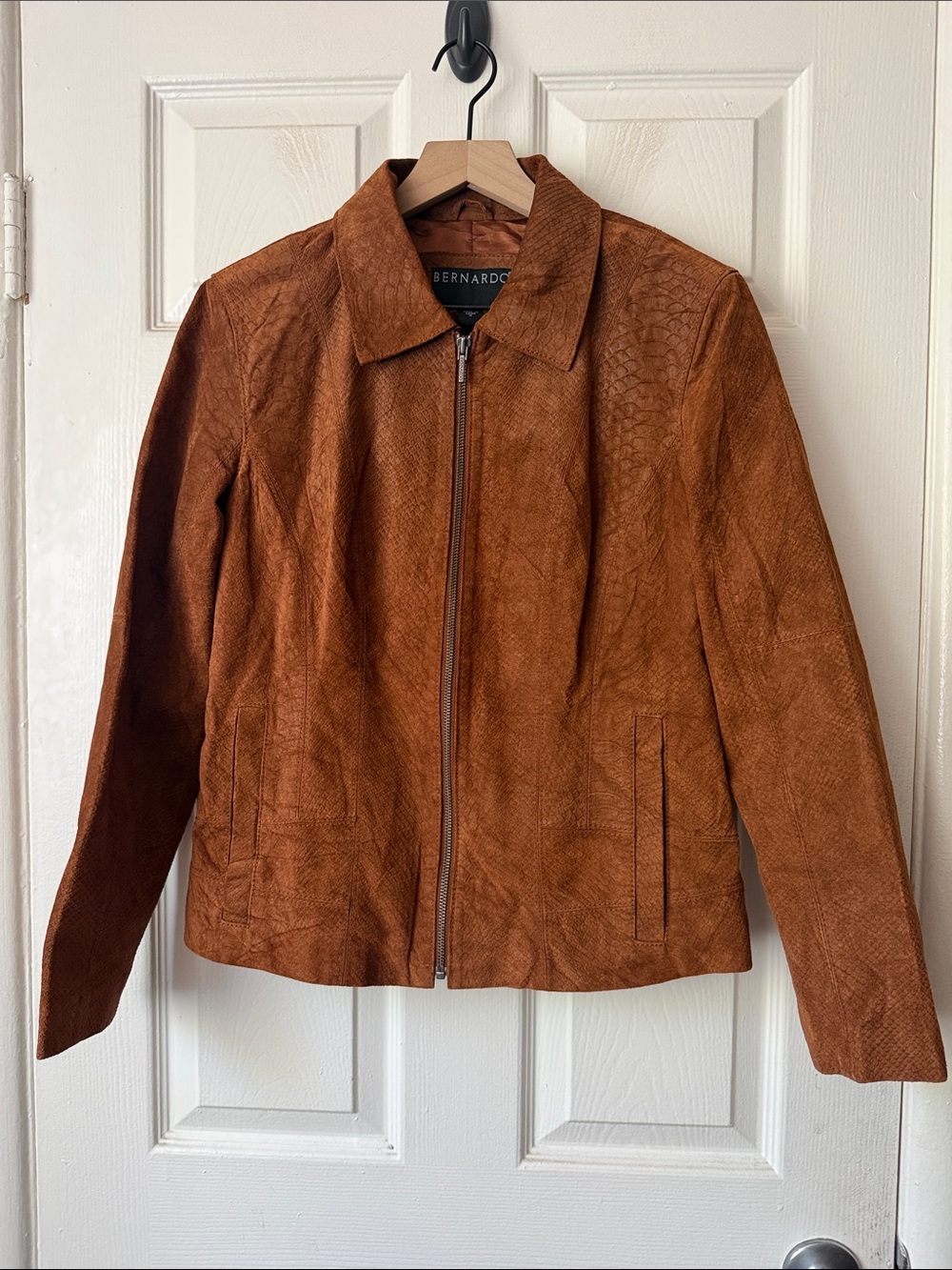Vintage Bernardo Camel Brown Suede Jacket size medium